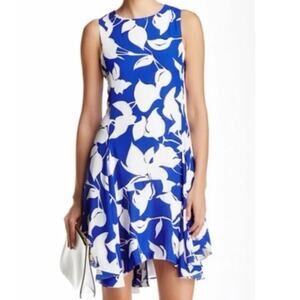 Julia Jordan floral print dress sleeveless lined blue white size 6
